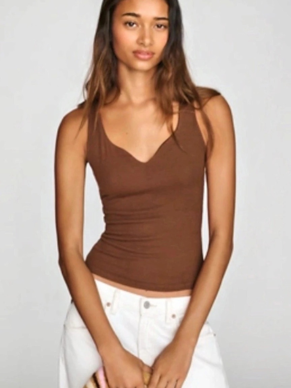 Anthropologie Curved V-Neck Tank